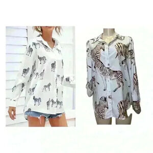 NWT JANE+DELANCEY  Zebra Print Shirt Size M